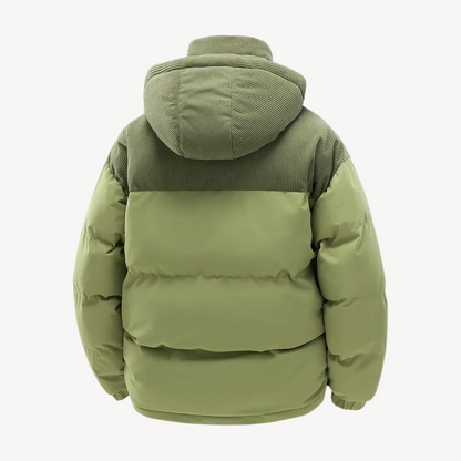Men's Insulated Winter Jacket with Cord Hood