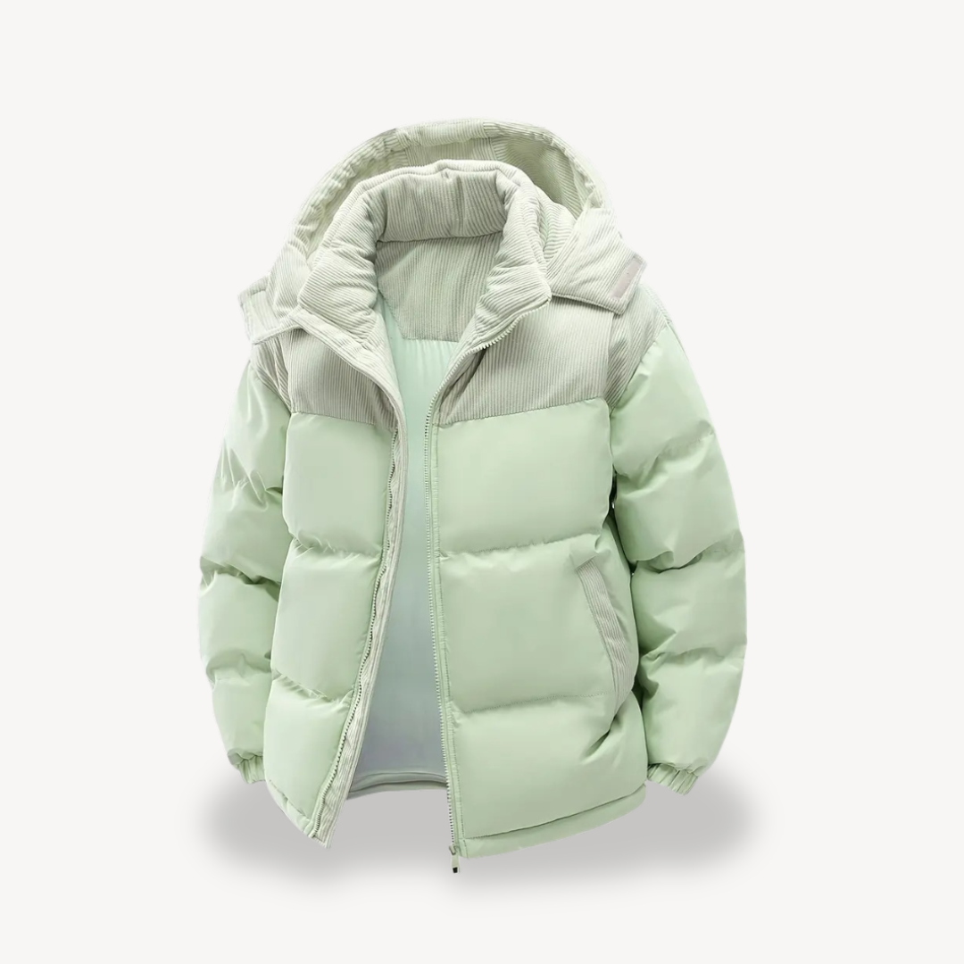 Men's Insulated Winter Jacket with Cord Hood