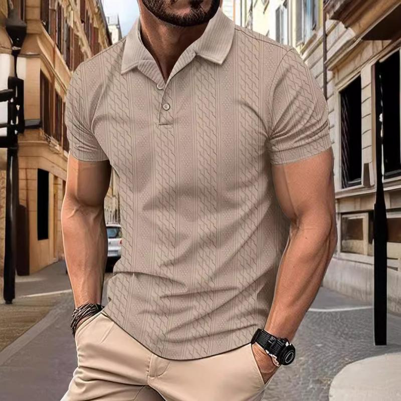 Men's Jacquard Short Sleeve Polo Shirt