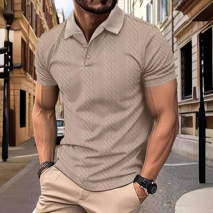 Men's Jacquard Short Sleeve Polo Shirt