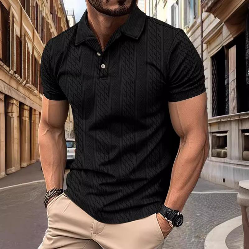 Men's Jacquard Short Sleeve Polo Shirt