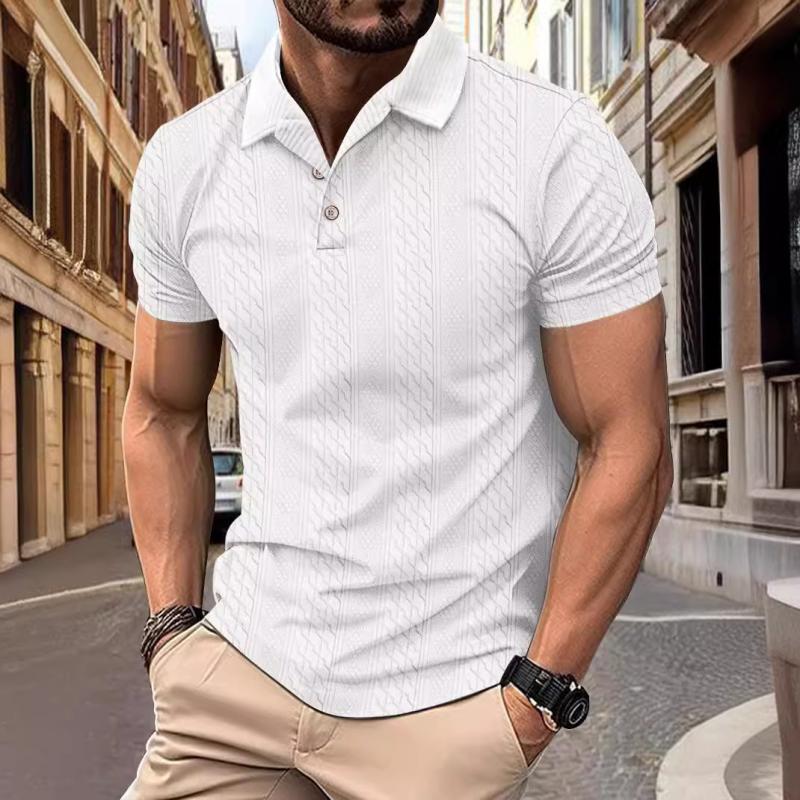 Men's Jacquard Short Sleeve Polo Shirt
