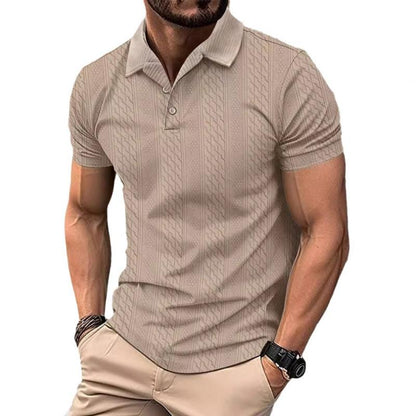 Men's Jacquard Short Sleeve Polo Shirt