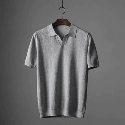 Men's Knit Polo Shirt with V-Neck