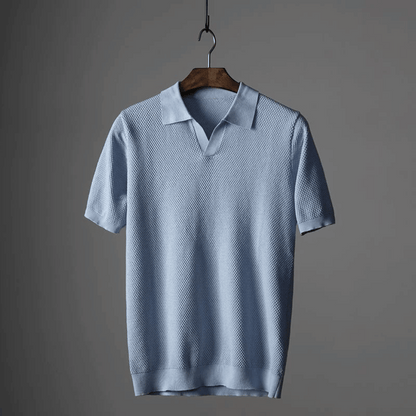 Men's Knit Polo Shirt with V-Neck