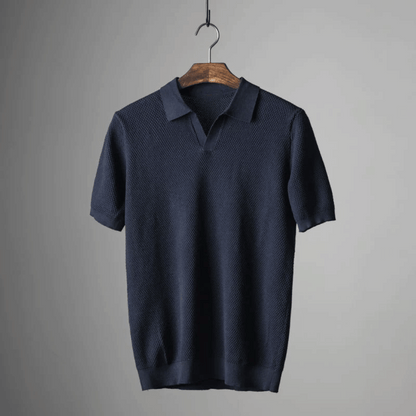 Men's Knit Polo Shirt with V-Neck