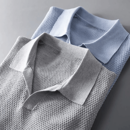 Men's Knit Polo Shirt with V-Neck