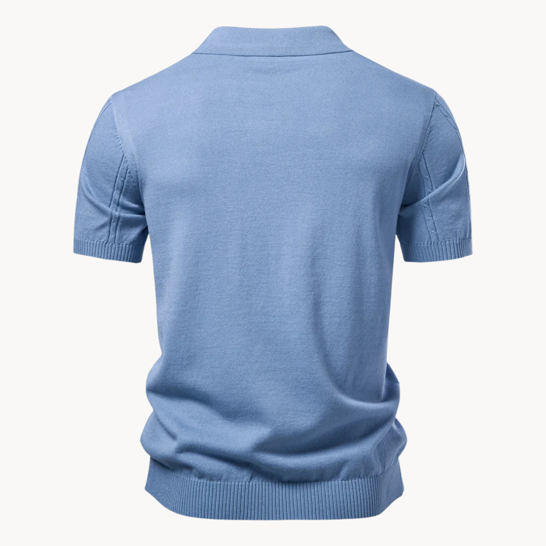 Men's Knit Polo Shirt with Vertical Texture