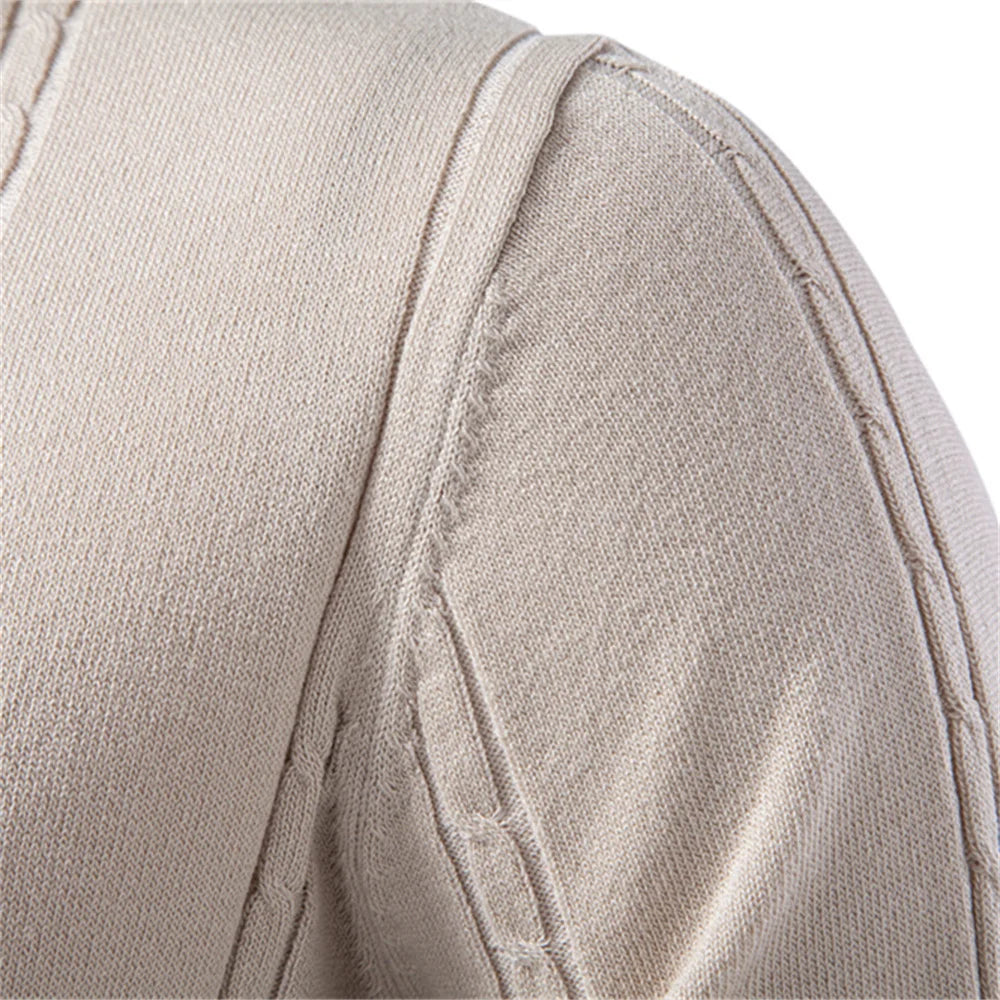 Men's Knit Polo Shirt with Vertical Texture