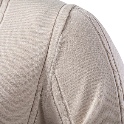 Men's Knit Polo Shirt with Vertical Texture