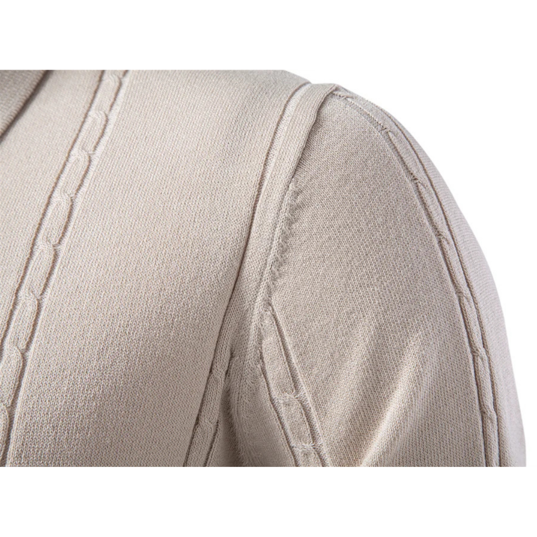 Men's Knit Polo Shirt with Vertical Texture