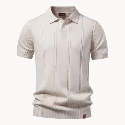 Men's Knit Polo Shirt with Vertical Texture