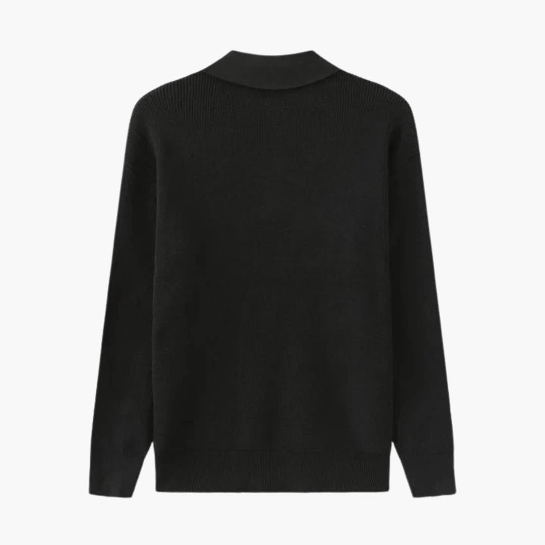 Men's Knit Sweater with Half-Zip Collar