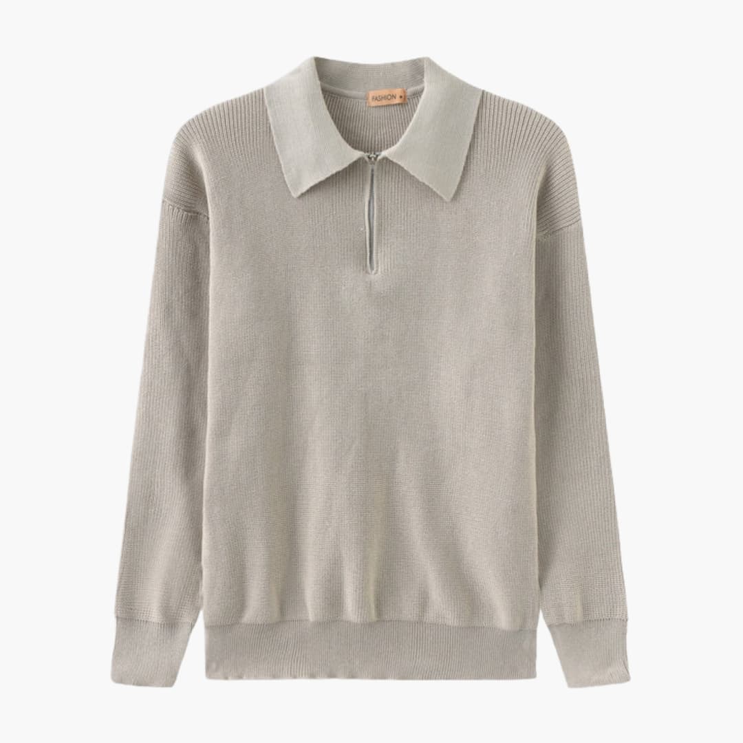 Men's Knit Sweater with Half-Zip Collar