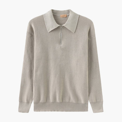 Men's Knit Sweater with Half-Zip Collar