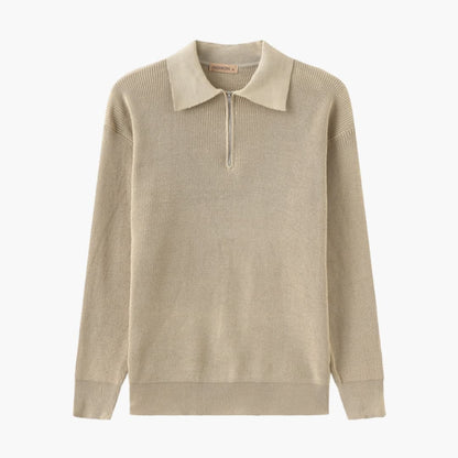 Men's Knit Sweater with Half-Zip Collar