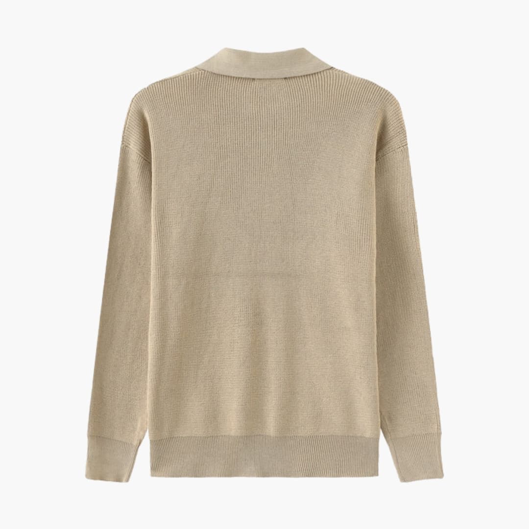 Men's Knit Sweater with Half-Zip Collar
