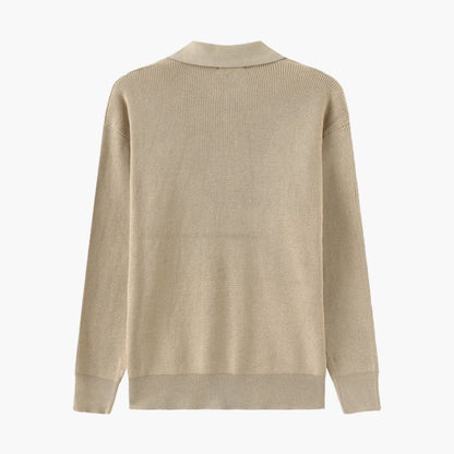 Men's Knit Sweater with Half-Zip Collar