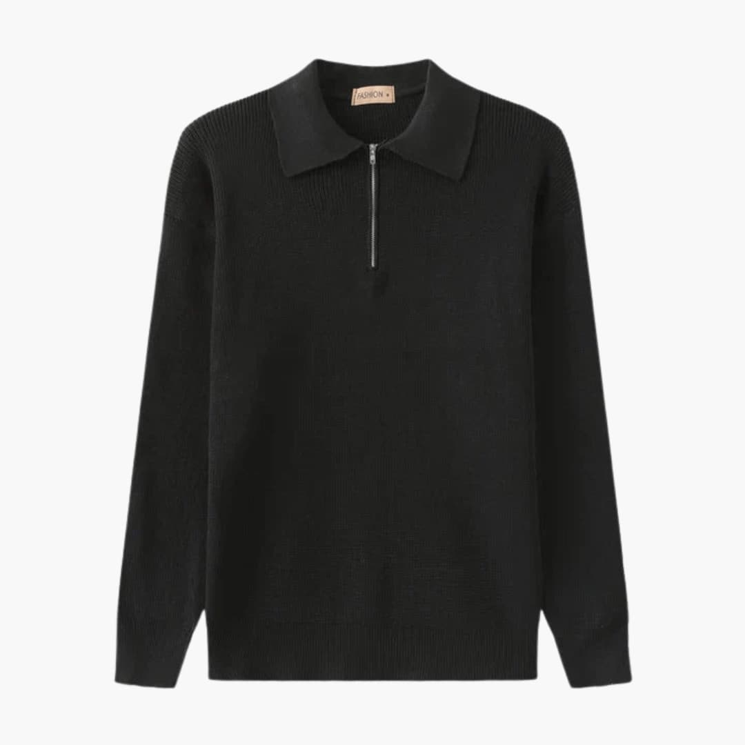 Men's Knit Sweater with Half-Zip Collar