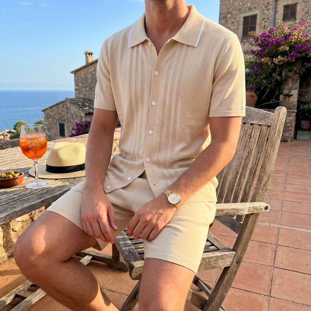 Men's Knit Two-Piece Summer Outfit Set