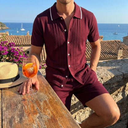 Men's Knit Two-Piece Summer Outfit Set