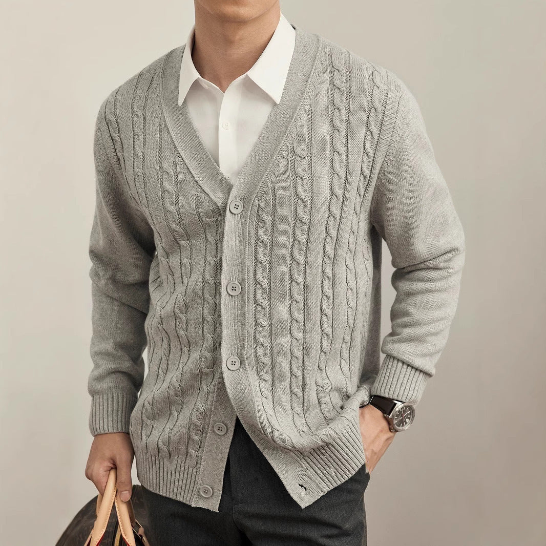 Men's Knitted Cardigan Sweater for Autumn and Winter