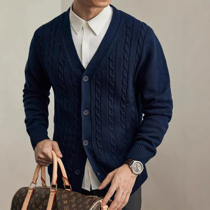 Men's Knitted Cardigan Sweater for Autumn and Winter