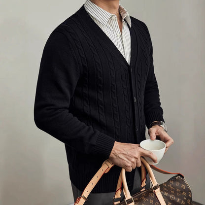 Men's Knitted Cardigan Sweater for Autumn and Winter