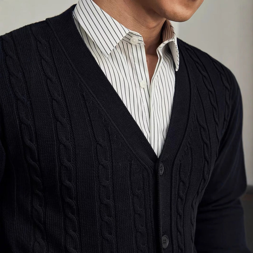 Men's Knitted Cardigan Sweater for Autumn and Winter