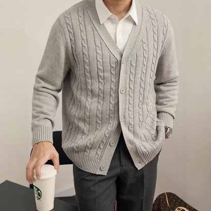 Men's Knitted Cardigan Sweater for Autumn and Winter