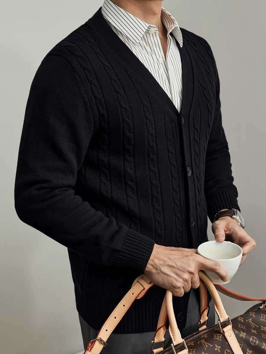 Men's Knitted Cardigan Sweater for Autumn and Winter