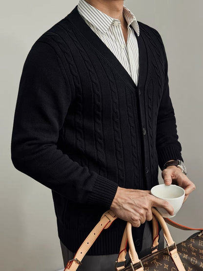 Men's Knitted Cardigan Sweater for Autumn and Winter