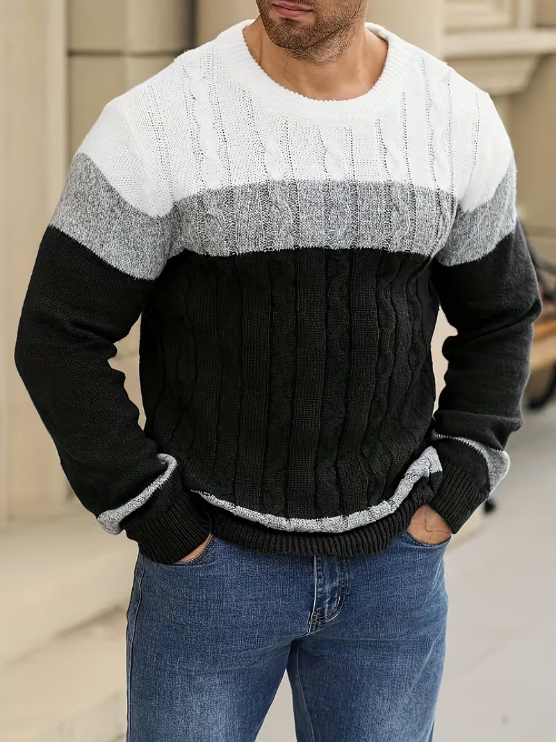Men's Knitted Color Block Sweater