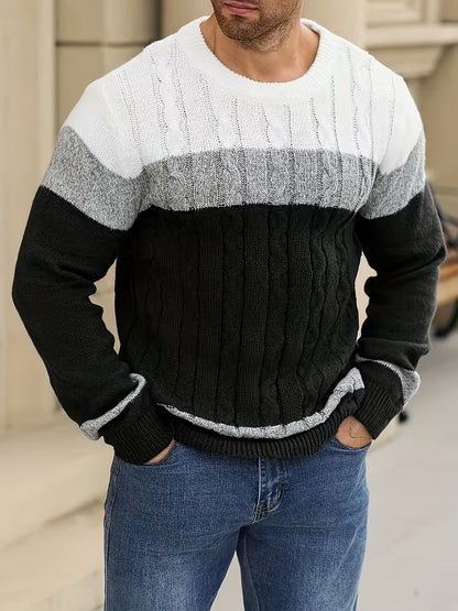 Men's Knitted Color Block Sweater