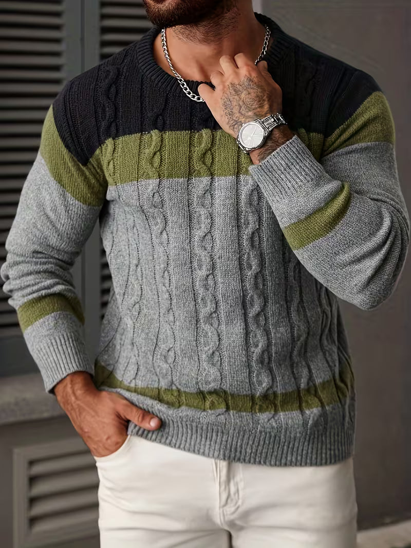 Men's Knitted Color Block Sweater