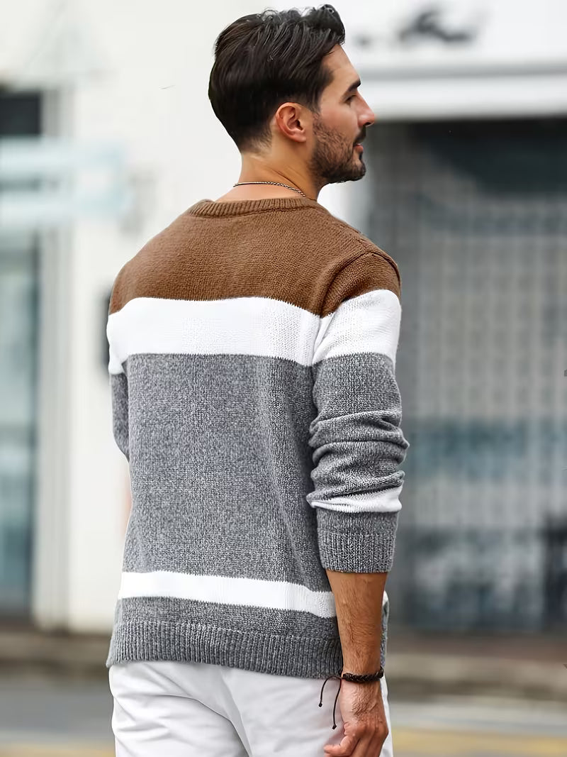 Men's Knitted Color Block Sweater