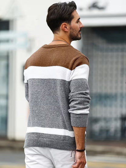 Men's Knitted Color Block Sweater