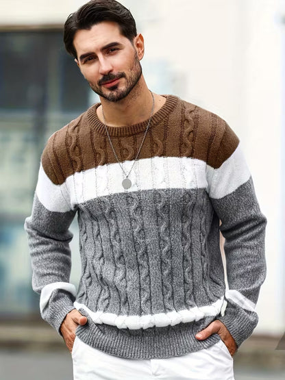 Men's Knitted Color Block Sweater