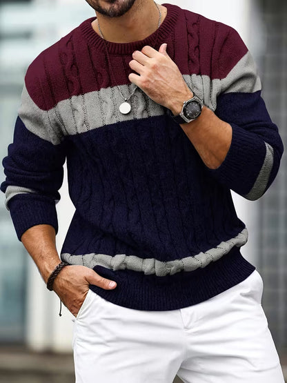 Men's Knitted Color Block Sweater