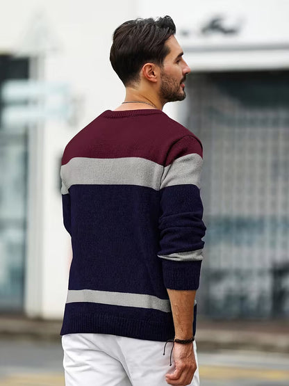 Men's Knitted Color Block Sweater