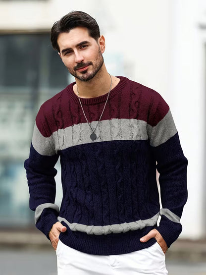 Men's Knitted Color Block Sweater