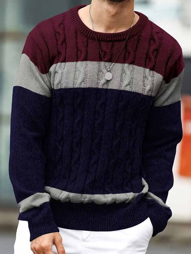 Men's Knitted Color Block Sweater