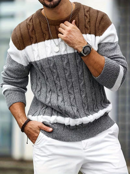 Men's Knitted Color Block Sweater