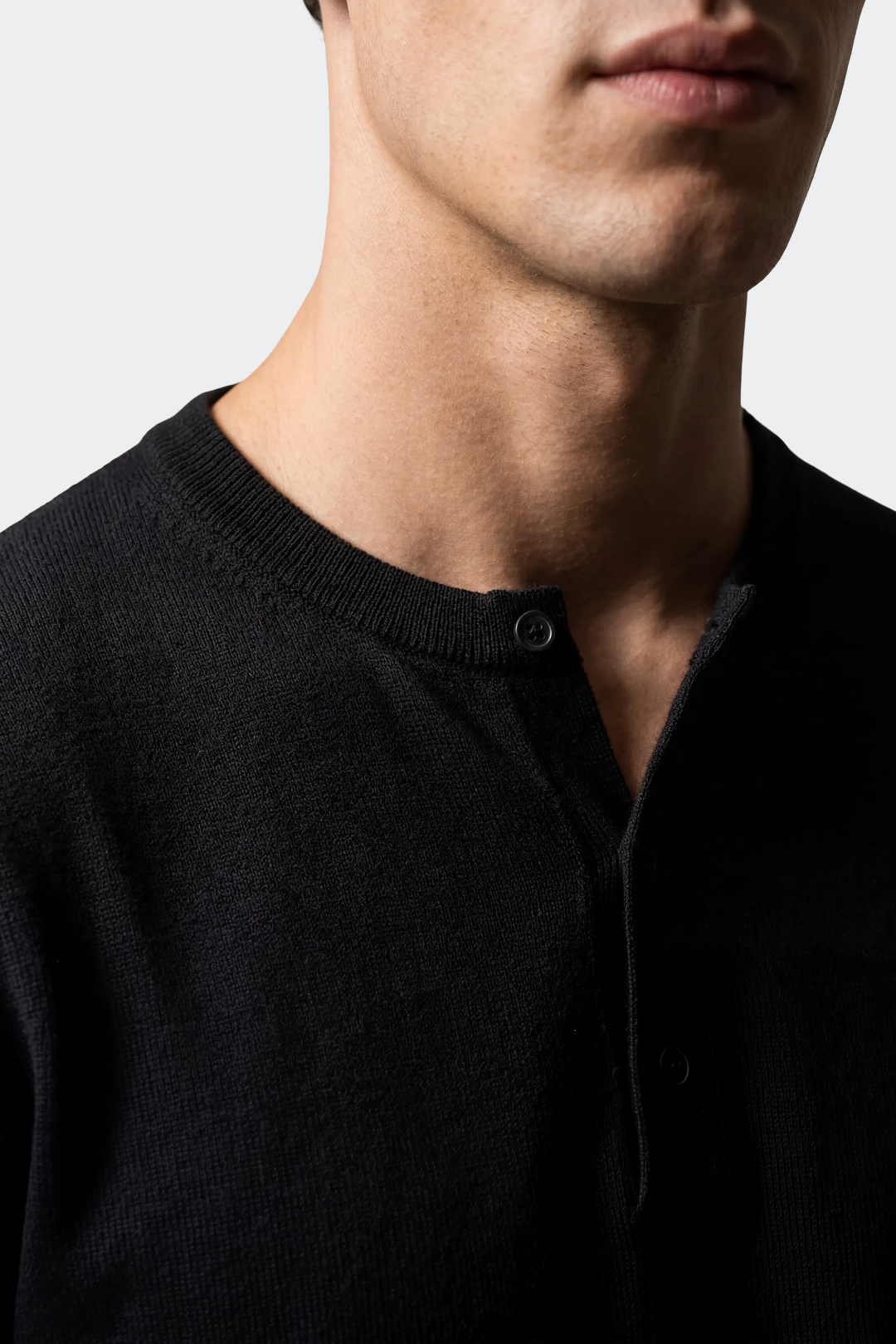 Men's Knitted Henley Short Sleeve T-Shirt