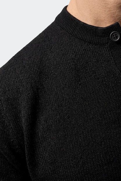 Men's Knitted Henley Short Sleeve T-Shirt
