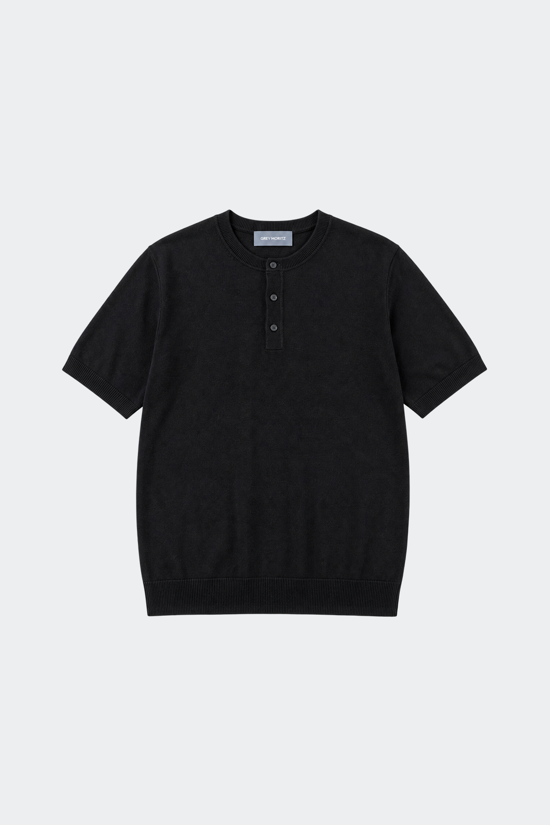 Men's Knitted Henley Short Sleeve T-Shirt