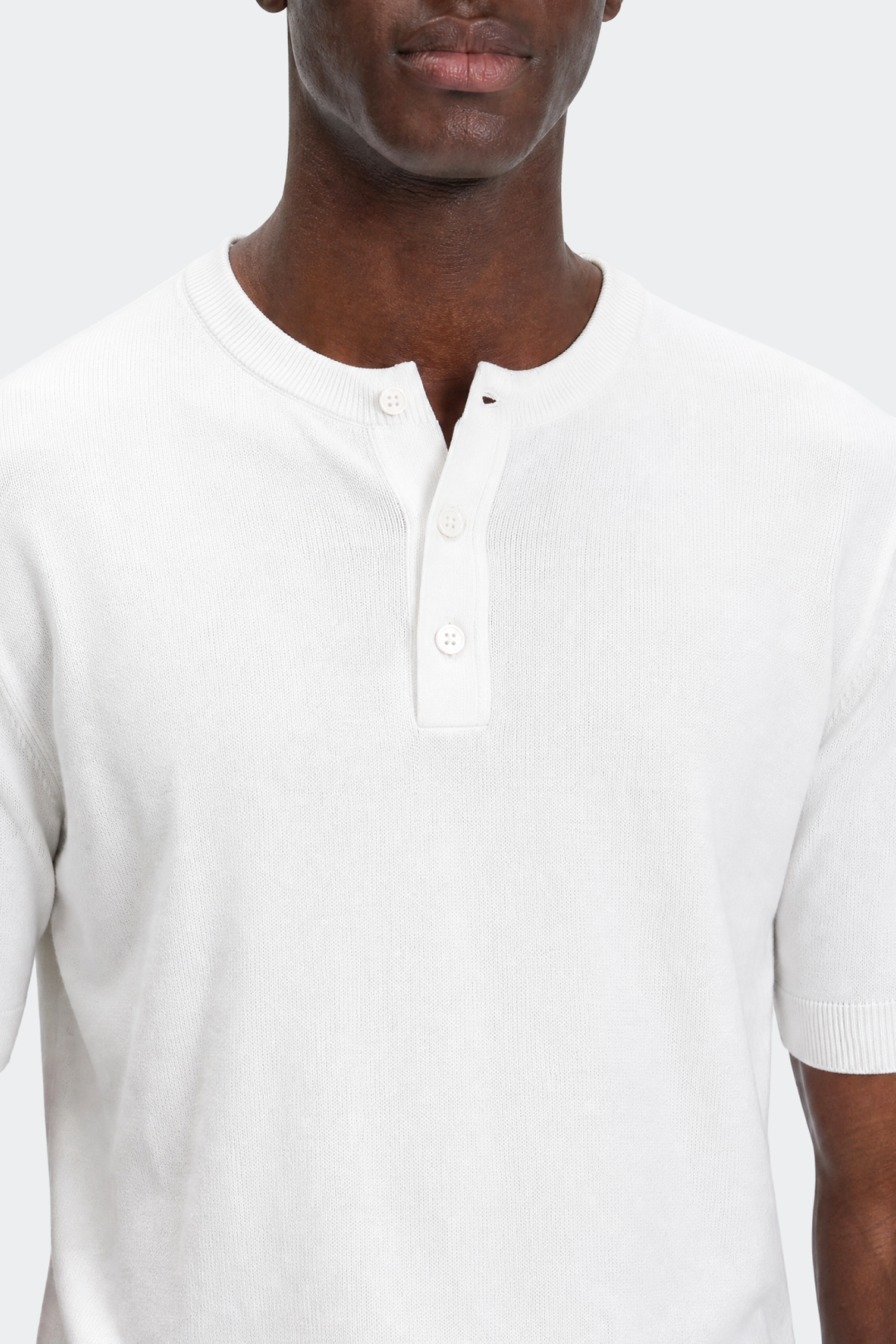 Men's Knitted Henley Short Sleeve T-Shirt