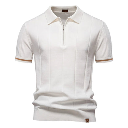 Men's Knitted Polo Shirt with Quarter-Zip