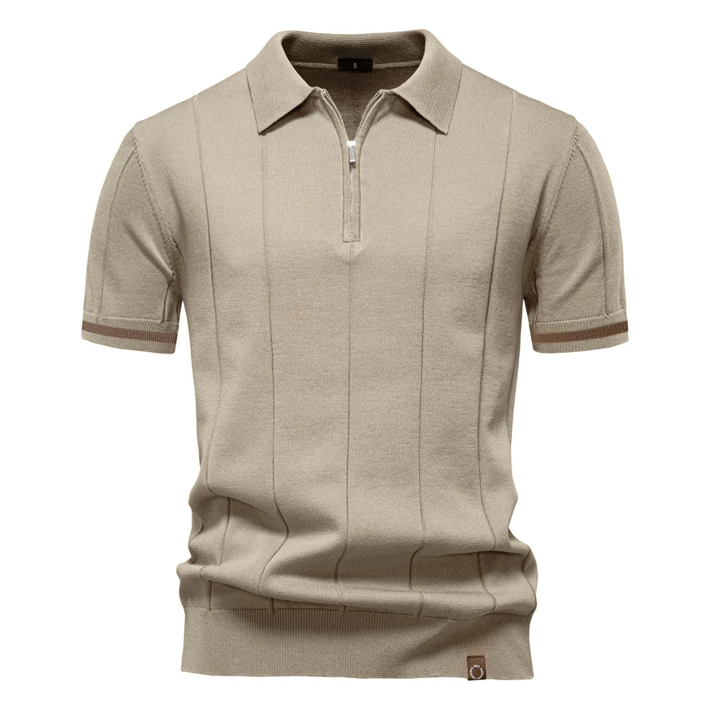Men's Knitted Polo Shirt with Quarter-Zip