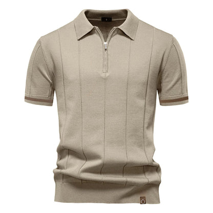 Men's Knitted Polo Shirt with Quarter-Zip